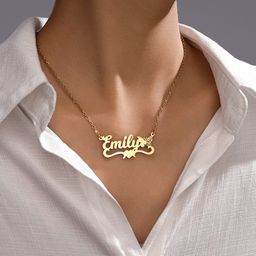 Custom Butterfly Heart Name Necklace