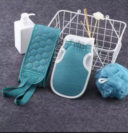 Three-Piece Bath Flower Pull Back Strip Scrubbing Glove Set