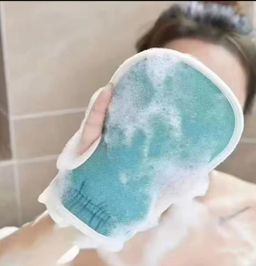 Three-Piece Bath Flower Pull Back Strip Scrubbing Glove Set