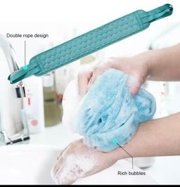 Three-Piece Bath Flower Pull Back Strip Scrubbing Glove Set