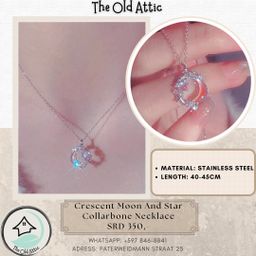 Crescent Moon and Star Collarbone Necklace 