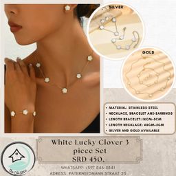 White Lucky Clover 3 Pc Set 