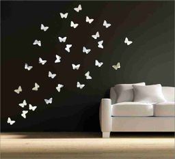 Silver Colour Butterfly 🦋 Mirror 🪞 Stickers For Decoration-(4.5cm*3.6cm)- (20 Piece Set)*