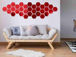 Red Colour Hexagon Mirror 🪞 Stickers For Decoration-(12cm*11cm)- (10 Piece Set)