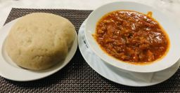 Local food cassava ugali and Omena soup