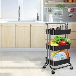 3TIER ROLLING TROLLEY WITH WHEELS 