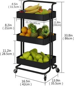 3TIER ROLLING TROLLEY WITH WHEELS 