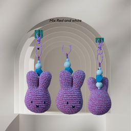 Handmade Miffy Keychain | Premium PP Cotton & Shewave Beads | 100% Cotton Yarn | Densons Lifestyle