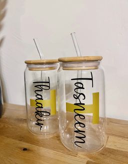 Glass Tumbler With Bamboo Lid + Straw
