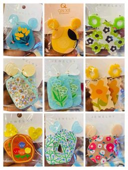 Mouse Head/Handmade Spring Fling Acrylic Earrings