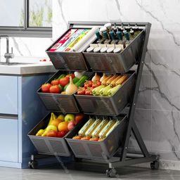 Multifunctional Metallic Vegetable/Fruits Cart Storage Rack