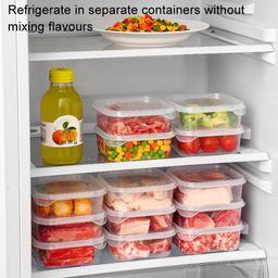 6pcs Transparent Food Storage Box Refrigerator Vegetable Meat Container, Style: 350ml Transparent Lid