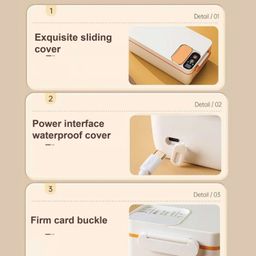 1000ml Wireless Heating Lunch Box USB Rechargeable Bento Box English Version Yellow