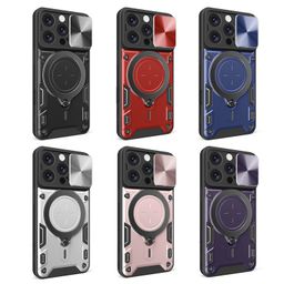 For iPhone 16 Pro CD Texture Sliding Camshield Magnetic Holder Phone Case Purple