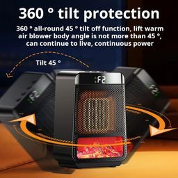 Desktop PTC Heater Dynamic Flame Light Warmer UK Plug 