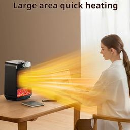 Desktop PTC Heater Dynamic Flame Light Warmer UK Plug 