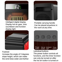 Desktop PTC Heater Dynamic Flame Light Warmer UK Plug 