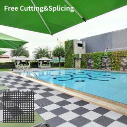 12Pack Interlocking Rubber Floor Tiles Non-Slip Shower Pool Deck Tiles for Flooring