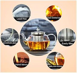 Borosilicate glass tea pot with infuser