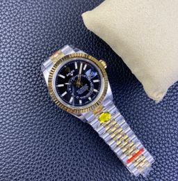 Super Clone Sky-Dweller 42MM Two-Tone Gold & Steel, Black Dial, Jubilee 