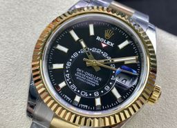 Super Clone Sky-Dweller 42MM Two-Tone Gold & Steel, Black Dial, Oyster