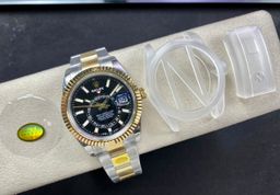 Super Clone Sky-Dweller 42MM Two-Tone Gold & Steel, Black Dial, Oyster
