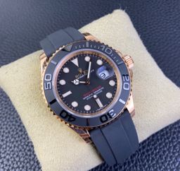 Super Clone Yatch-Master 126655 Rose Gold Case Black Dial 3D Ceramic Bezel on Oysterflex Strap