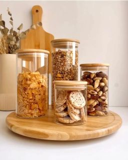 Single layer Bamboo rotating spice rack