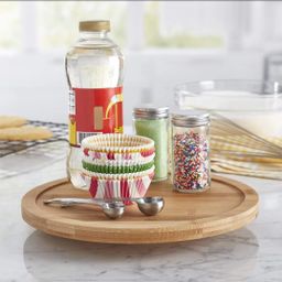 Single layer Bamboo rotating spice rack