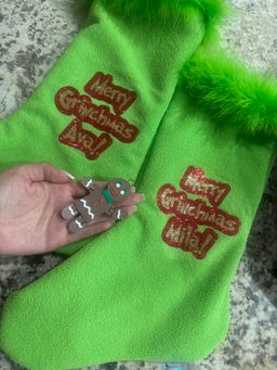 Grinchmas 💚🎄Sock 🧦 + 3D printed Gingerbread 🫚 man