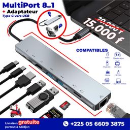 MultiPort 8 en 1 ➕ Adaptateur USB-C vers USB !