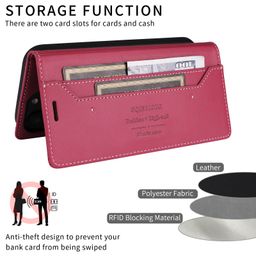 For iPhone 16 Pro Max GQUTROBE G01 RFID Anti-theft Leather Phone Case Red