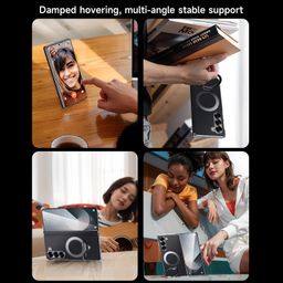 For Samsung Galaxy Z Fold 5 SULADA Top Grain Leather MagSafe Magnetic Holder Phone Case(Brown)