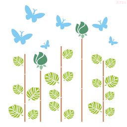 R721_Lotus & Plants Wall Stencil