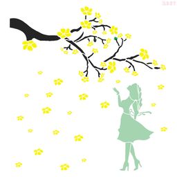 R267_Branches With Girl Wall Stencil