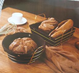 Gold frame black cloth /silver frame white cloth storage bread basket available in two shapes
