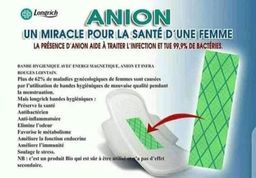 Serviettes hygiéniques/carton (19 pièces) ( guérit les infections vaginales) Protège slip/carton (16 pièces) (Avec anion, guérit les infections vaginales)