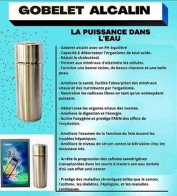 Le gobelet alcalin Longrich est assez spécial. Il transforme toute eau, acide ou neutre en une eau alcaline ionisée de pH 7,45 à 8 saine et potable.  Assure un approvisionnement en eau purifiée et un pH équilibré tout le temps grâce à l’élimination de l’excès Il élimine le chlore et les métaux nocifs Une enquête menée par l’OMS a révélé que près de 80% des maladies humaines sont dues à l’eau potable impure.  Boire de l’eau alcaline ionisée contribue au maintien de l’équilibre acide/basique dans notre corps. Le niveau d’alcalinité est en effet très important, car les recherches ont déjà prouvé que les bactéries et maladies ne peuvent pas survivre dans un état alcalin, mais qu’elles ont tendance à prospérer dans un environnement acide.