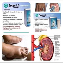 Le gobelet alcalin Longrich est assez spécial. Il transforme toute eau, acide ou neutre en une eau alcaline ionisée de pH 7,45 à 8 saine et potable.  Assure un approvisionnement en eau purifiée et un pH équilibré tout le temps grâce à l’élimination de l’excès Il élimine le chlore et les métaux nocifs Une enquête menée par l’OMS a révélé que près de 80% des maladies humaines sont dues à l’eau potable impure.  Boire de l’eau alcaline ionisée contribue au maintien de l’équilibre acide/basique dans notre corps. Le niveau d’alcalinité est en effet très important, car les recherches ont déjà prouvé que les bactéries et maladies ne peuvent pas survivre dans un état alcalin, mais qu’elles ont tendance à prospérer dans un environnement acide.