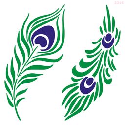 R345_Peacock Feather Wall Stencil