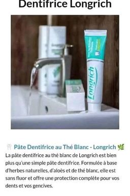 Pâte dentifrice thé blanc 200g (Formule Sans fluor : contre maux de dents, mauvaise haleine, saignement des gencives, caries,...)