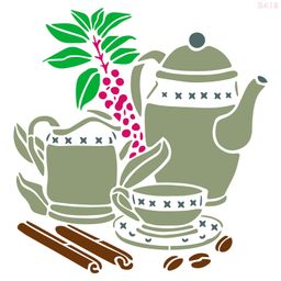 R419_Tea Pot Wall Stencil