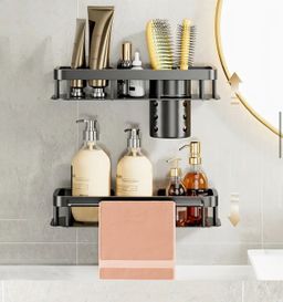 2 pcs Aluminum alloy  Rectangular Shelf with towel holder 