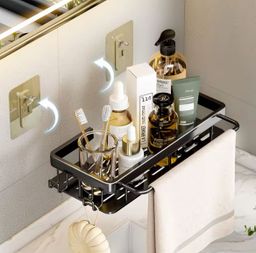 2 pcs Aluminum alloy  Rectangular Shelf with towel holder 