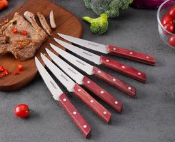 Ausbeinmesser high quality steak knife with wooden profile water proof handle pack of 6pcs