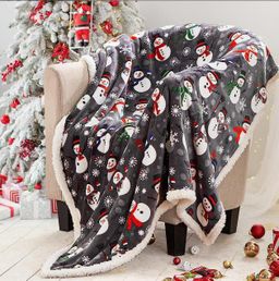 Double Layered Xmas Blanket Snowflake Series Printed Blankets