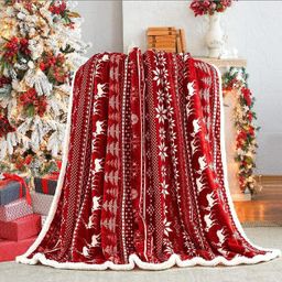 Double Layered Xmas Blanket Snowflake Series Printed Blankets