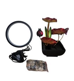 Electric table-top mini water fountain + round  LED LIGHT