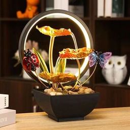 Electric table-top mini water fountain + round  LED LIGHT