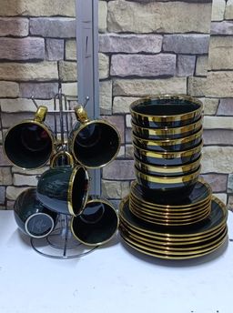 Black gold line  24 pcs dinner sets